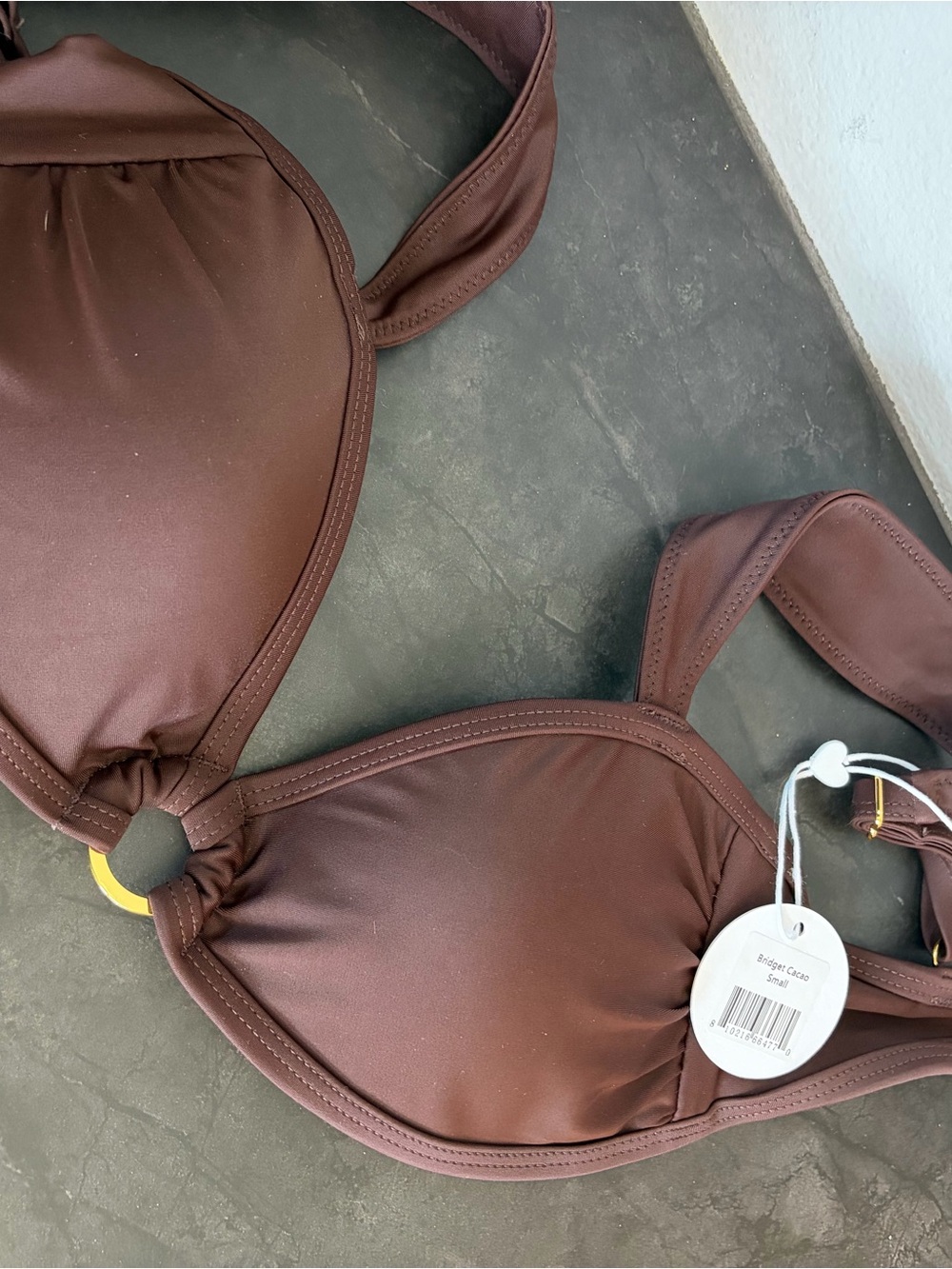 Women's Chocolate Brown Ring-Detail Bikini Top